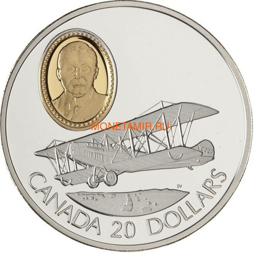  20  1992  JN-4    .  (Canada 20$ 1992 Aviation Series Curtiss JN-4 Canuck Sir Frank Wilton Baillie 1oz Silver Coin)..68 ()